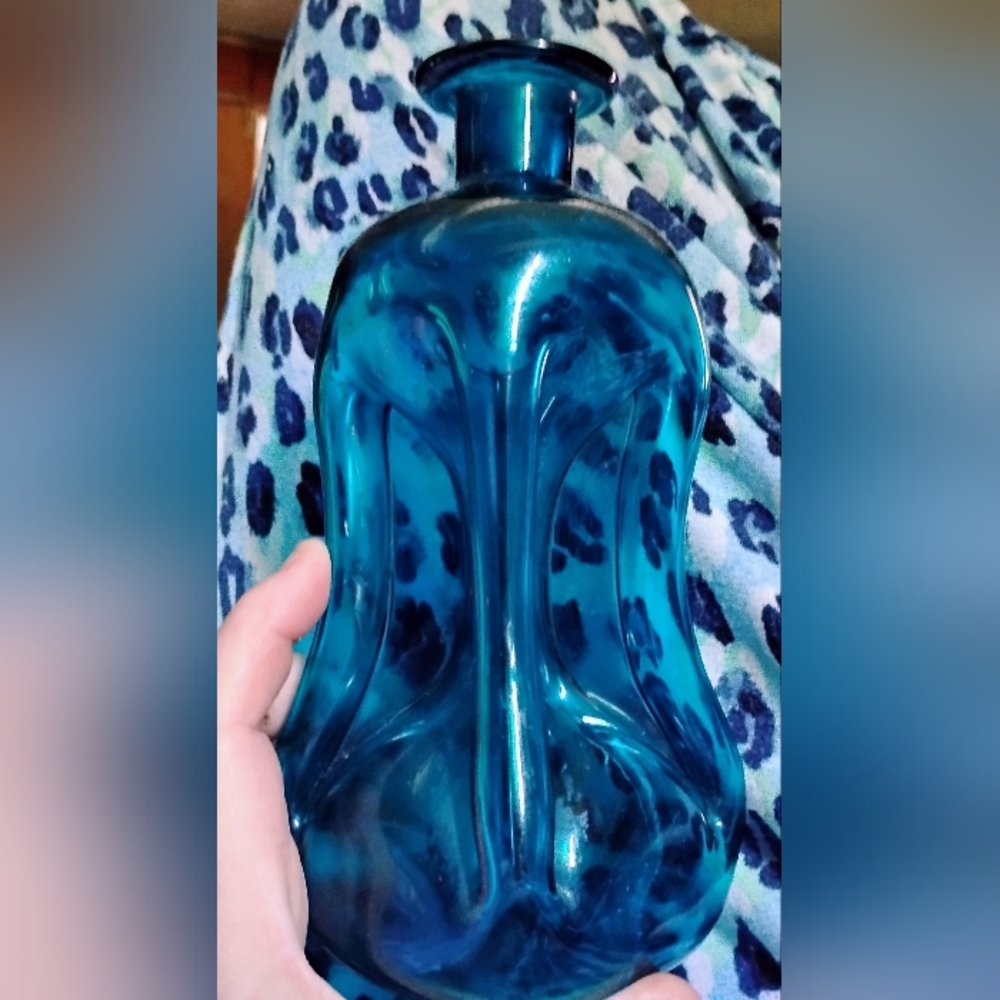 Vintage Turquoise Kluk Kluk Bottle by Jacob Bang for Kastrup Holmegard